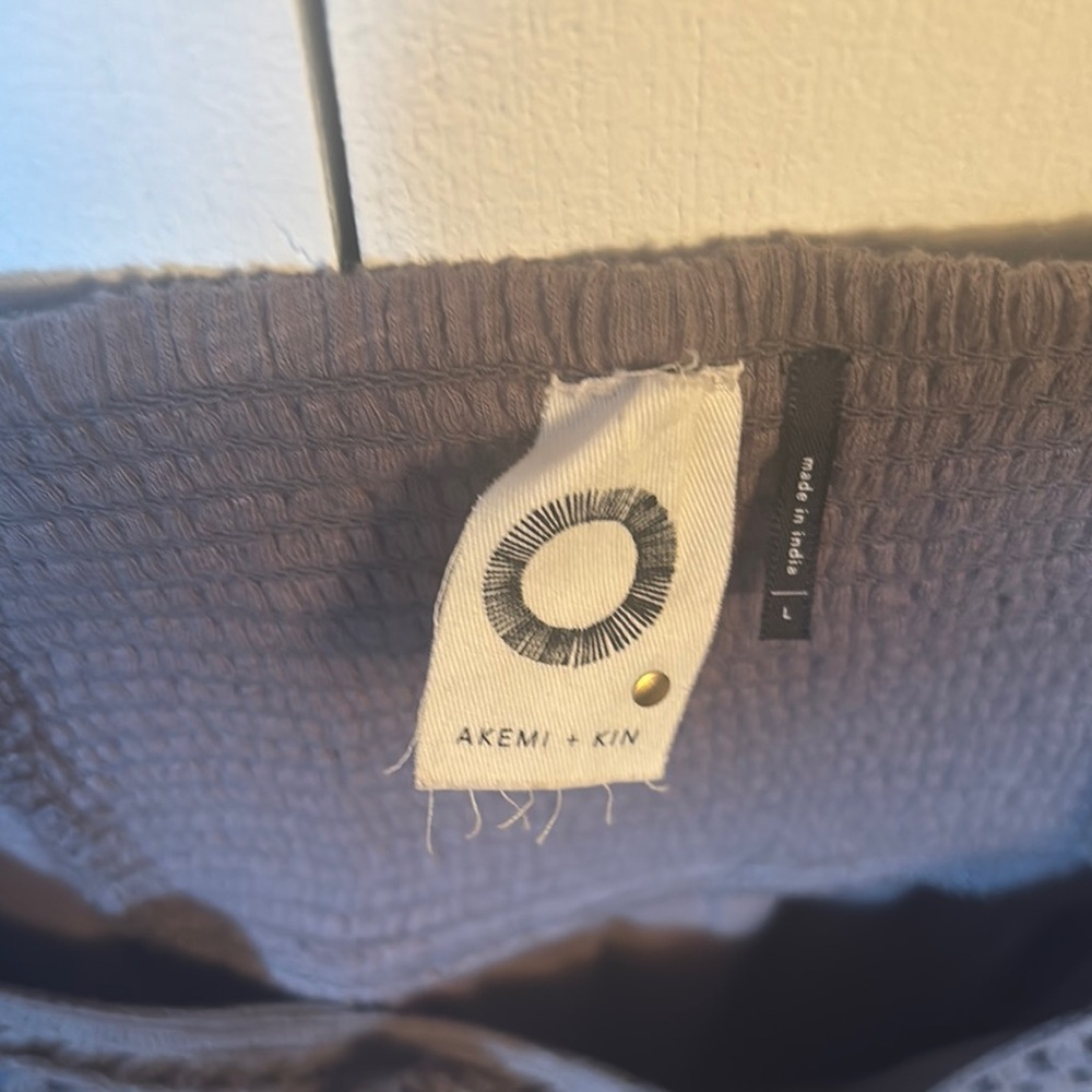 Anthropologie Gray and Blue Ruched Embellished Tank Top - Picture 2 of 3